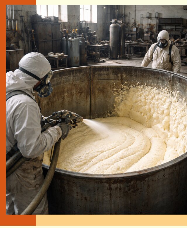 Заливка ппу в емкости с полной изоляцией и герметизацией в таре